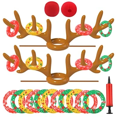 Image of Uniqhia Inflatable Reindeer Antler Ring Toss Game, 2023 Christmas Games for Party Games, Patented