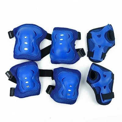 Image of ARA CHOICE Girl Boy Kids Skate Cycling Bike Protective 6Pcs Set Wrist Knee Elbow Safety Pad Suitable for Roller Skates Bicycles Skateboards Inline Skating Boys and Girls (Dark Blue)