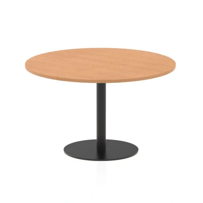 Image of Italia 1200mm Poseur Round Table Oak Top 720mm High Black Leg