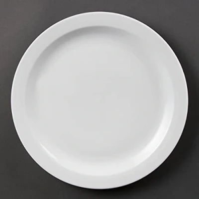 Image of Olympia White Ware Narrow Rimmed Service Plates 280mm Porcelain Innovative 6pc
