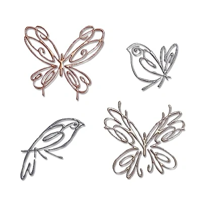 Image of Sizzix Thinlits Set 4PK Flight of Fancy by Pete Hughes 665037 Metal Cutting Die for Cardmaking, Scrapbooking, Papercraft and More, Grey, One Size