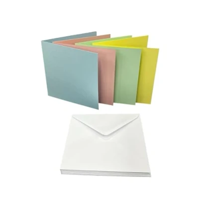 Image of DJP 6x6 Square Creased Blank Pastel Smooth Cards &amp; White Envelopes Pack of 40