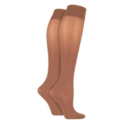 Image of IOMI Sock Shop Footnurse 2 Pairs of 40 Denier Ladies Graduated Compression Knee High Energising Socks 4 7 uk, 37 eur, Natural