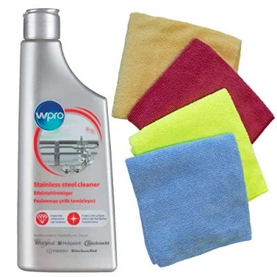 Image of Whirlpool Original Stainless Steel Polish Cream Cleaner (250ml) + 4 Microfibre Cleaning Cloths