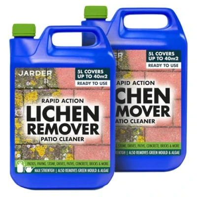 Image of Jarder Rapid Action Ultra Powerful Lichen Remover 2 x 5L Removes Lichen, Black Spot, White Dirt, Grime, Algae, Mould, and More Safe on All Stone Types