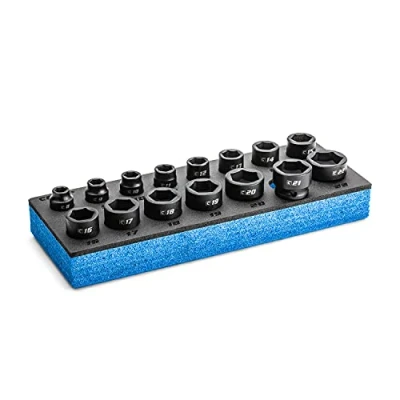 Image of Capri Tools 3/8 in. Drive Stubby Impact Socket Set, Metric, 8 to 22 mm, 15 Piece
