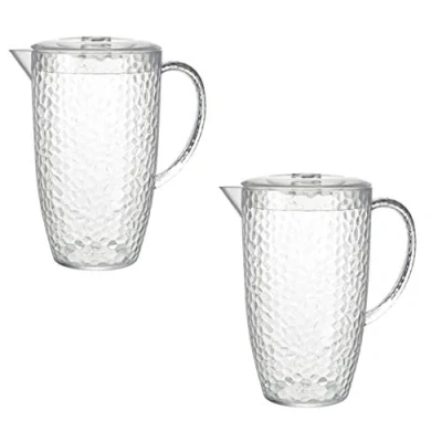 Image of Bello Dimple Clear Plastic 2 Litre Picnic Water Jug Pitcher with Lid (2)