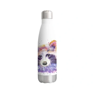 Image of Vixar Racoon wildlife Animals Watercolour Bottle double Wall insulated Stainless steel sport Drinks 500ml