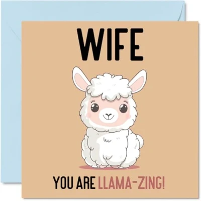 Image of Birthday Cards for Wife Llama Zing Funny Happy Card from Husband, Wifey Gifts, 145mm x Joke Greeting Women Her