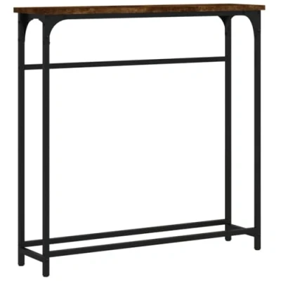 Image of vidaXL Console Table in Smooth Smoked Oak Industrial Styled Hallway/Entryway with Adjustable Feet and Sturdy Engineered Wood Tabletop