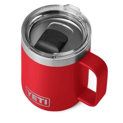 Image of YETI Rambler Mug, Vacuum Insulated Stainless Steel Stackable Mug with Magslider Lid, Rescue Red, 10 oz (296 ml)