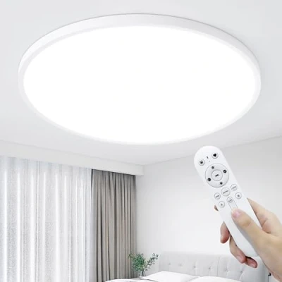 Image of KIWIVIC 48W Ceiling Lights, LED Light Dimmable with Remote Control, Bedroom Lights 3000 6500K Ø50cm, White Flush for Living Room Kitchen Office