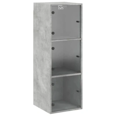 Image of vidaXL Wall Cabinet with Glass Doors Concrete Grey 35x37x100 cm