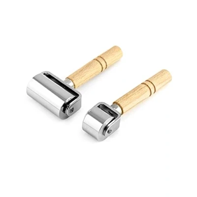 Image of QWORK® Set of 2 Leather Glue Laminating Roller Stainless Steel Press for DIY Leatherworking Edges Rolling (60mm, 26mm)