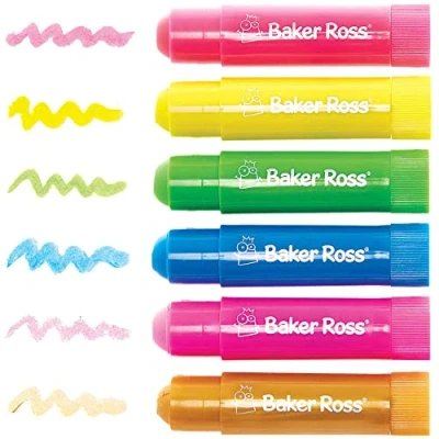 Image of Baker Ross FC552 Fairy Poster Paint Sticks Pack of 6, Arts and Crafts for Kids, Kids Paints, Mess free painting