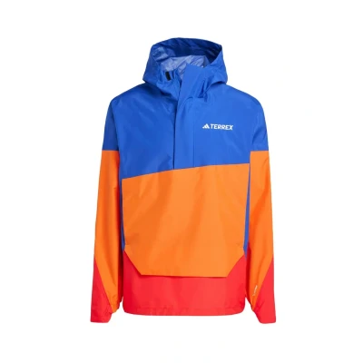 Image of adidas Sportswear Waterproof jacket semi lucid blue impact orange pure ruby, Men&#039;s, Size: Small, ruby