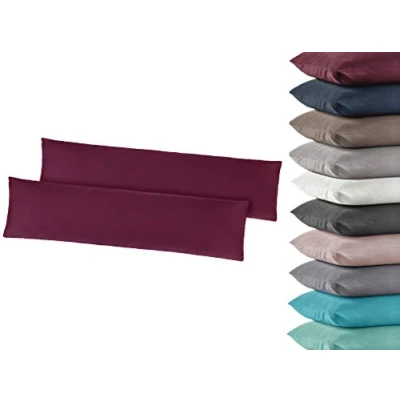 Image of Pack of 2 Jersey Cushion Covers Side Sleeper Pillow 40 x 145 cm 100% Cotton White