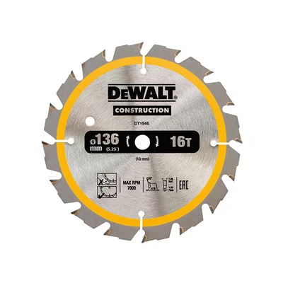 Image of DEWALT DT1946 QZ Portable Circular Saw Blade for Construction 136 X 30 Mm 18D ATB + 20º