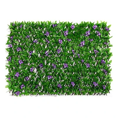 Image of Teksome Artificial Green Wall Panels Ivy Fence Screen, Screening Trellis with Leaves, Privacy for Garden Greenery Decoration