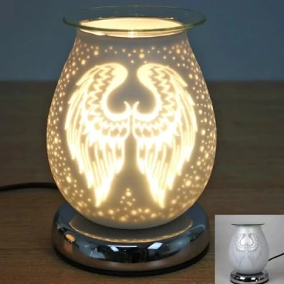 Image of 3D Electric Wax Melt Burner Angel Wings Touch Control Oval Design for Aromatherapy Bliss Scented Melts Not Included