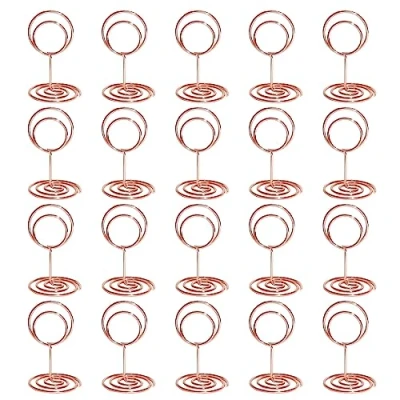 Image of Table Number Holders, 20 pcs Round Place Card Holders Picture Stand Name Holder Clips Food Cards Label, for Centerpieces Weddings Party Birthday Decorations Office Memo (Rose Gold)