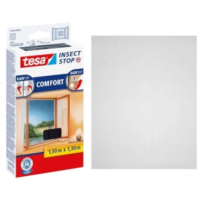 Image of tesa Insect Stop COMFORT for Windows Window Screen with Self Adhesive Hook &amp; Loop Mesh in Anthracite, 130 cm x