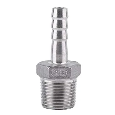 Image of 1 x SS304 Stainless Steel Barbed Hose Connector with Thread Adaptor DFE Tail Pipe 1/8 3/4