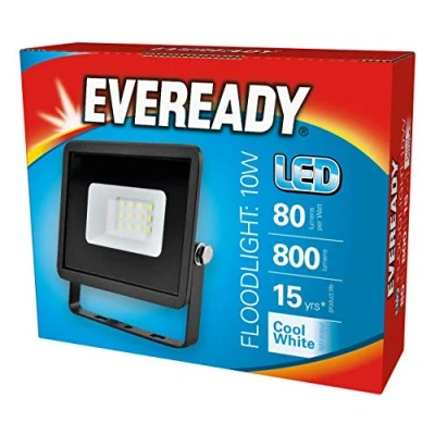Image of Eveready Black 10w LED Floodlight Cool White / 4000k (S13944)