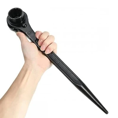 Image of Elecbee 24 30mm Scaffold Spanner,Ratchet Podger Spanner Universal Head Wrench,Steel Erect Spanners Erecting Ratcheting Adjustable Socket Adapter Hand Tools for Car Repair,Carpentry (Black)