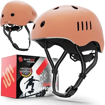 Image of SKATEWIZ Kids Helmet Bmx Scooter Skateboard Bike 8 12 Cycle Size S in CORAL Helmets Skate