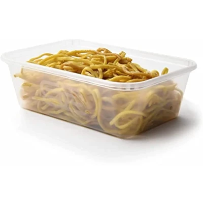 Image of 50 x Microwave Plastic Food Takeaway Heavy Duty satco Containers with Lids 650ml by Classic Disposables