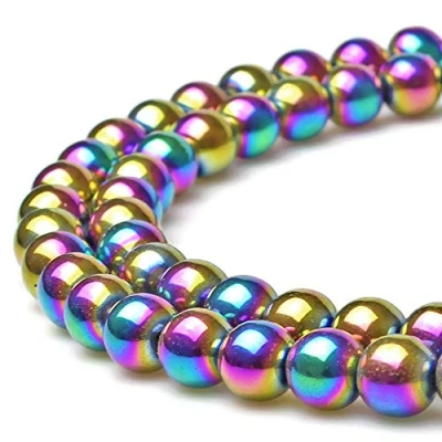 Image of JarTc Natural Round Rainbow Hematite Spacer Beads for DIY Jewellery Making Bracelet Necklace 15&quot; (6mm)