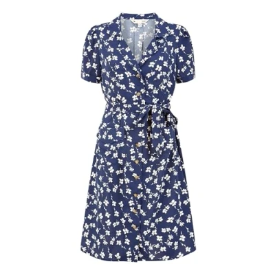 Image of Yumi Womens Navy Daisy Print Retro Shirt Dress Size 16 UK