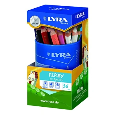 Image of LYRA Ferby Wooden Chunky Coloured Pencils, 36 Pieces in Assorted Colours, Ideal for Children &amp; Schools