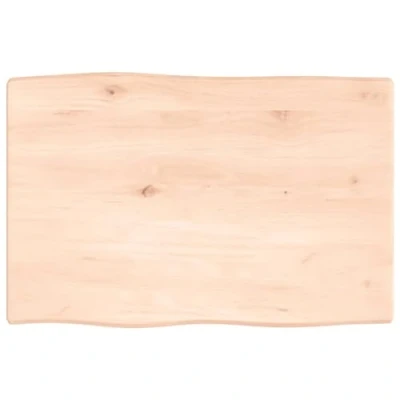 Image of vidaXL Solid Oak Wood Floating Shelf/Table Top Desk Untreated Live Edge Slab, 60x40cm for DIY Office/Living Room/Dining Area