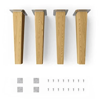 Image of Sossai® Wooden furniture feet Clif Square oil finish height: 25 cm HMF3 conical (straight design) material: solid wood (oak) for chairs, tables, cupboards