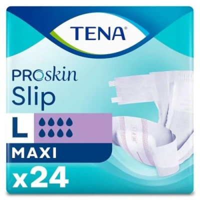 Image of TENA ProSkin Slip Maxi Size Large 8 Drops Absorption Incontinence All in One Slips 1 Pack of 24