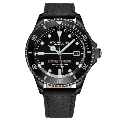 Image of Stührling Mens Swiss Automatic Depthmaster Heritage 883HB 42mm Diver Black One Size