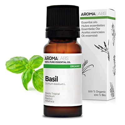 Image of BIO Basil Essential Oil 10mL 100% Pure, Natural, Chemotyped and AB Certified AROMA LABS (French Brand)