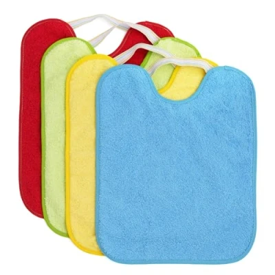 Image of Ti TIN Set of 3 Waterproof Terry Baby Bibs, 27x33cm bib for Babies and Toddlers from 1 Year with Elastic Fastener (Rubber Band), Cotton, Breathable, Easy to Clean