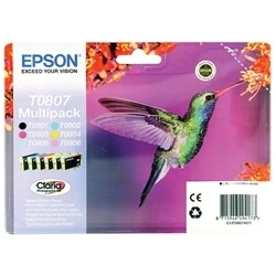 Image of Epson T0807 Hummingbird Genuine Multipack, 6 colours Claria Photo HD Ink Cartridges