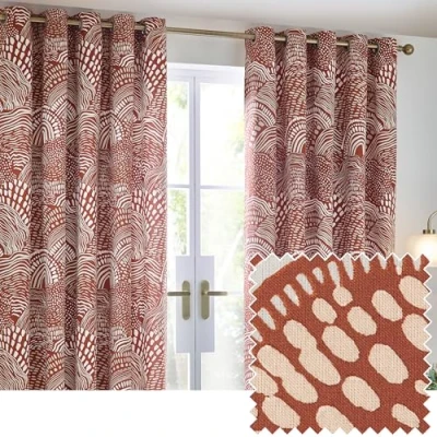 Image of Hoem HÖEM Nola Abstract Curtains Red Cotton Size 117 cm x 137
