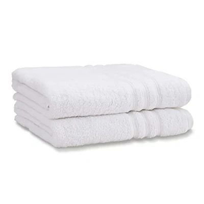Image of Catherine Lansfield Zero Twist Soft &amp; Absorbent Cotton Bath Sheet Pair White
