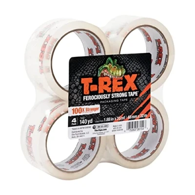 Image of T Rex Clear Packing Tape Refill Rolls, 4 Pack 48mm x 32m
