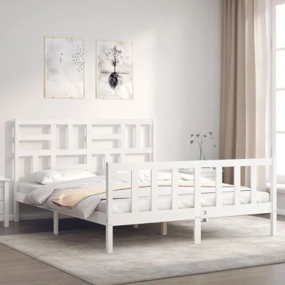Image of vidaXL Bed Frame without Mattress White 160x200 cm Solid Wood