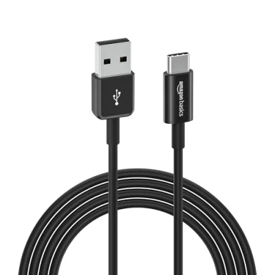Image of Amazon Basics USB C to A 2.0 Fast Charger Cable, 480Mbps Speed, IF Certified, for Apple iPhone 15, iPad, Samsung Galaxy, Tablets, Laptops, 1.8 m, Black