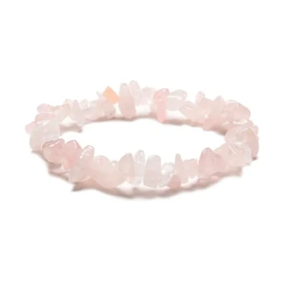 Image of VOMONO Pink Rose Quartz Crystal Chip Elasticated Bracelet