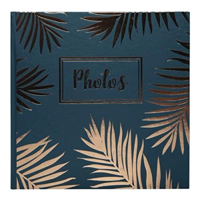 Image of Exacompta Ref 16307E Palma Wirebound Photo Album 320 x 220mm in SIze, 50 Black Card Pages, Holds Up To 100 Photos Suitable for Scrapbooking Blue Cover