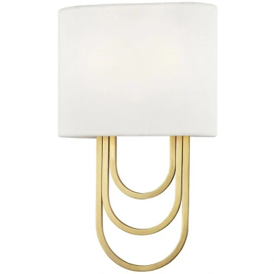 Image of Farah 2 Light Wall Sconce Brass, Linen