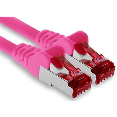 Image of 1aTTack.de 1x 10m CAT6 patch cable S/FTP PIMF shielding CAT.6 RJ45 network Ethernet DSL LAN router switch modem panel magenta 1 piece